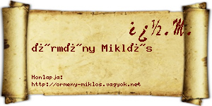 Örmény Miklós névjegykártya
